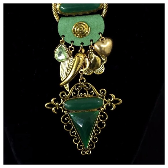 Art Deco Tribal Charm Statement Necklace - Picture 5 of 7